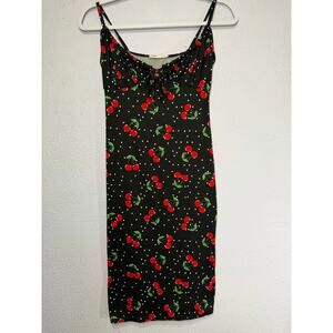 Forever Rose Black Cherry Polka Dot Mini Dress Small Y2K Coquette Retro Pinup